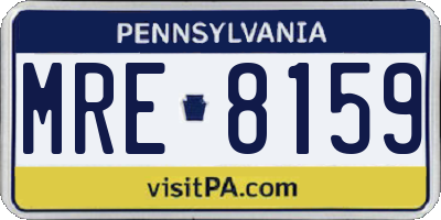 PA license plate MRE8159