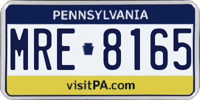 PA license plate MRE8165