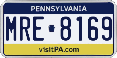 PA license plate MRE8169