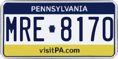 PA license plate MRE8170