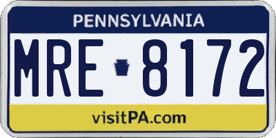 PA license plate MRE8172