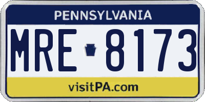 PA license plate MRE8173