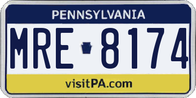 PA license plate MRE8174