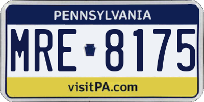 PA license plate MRE8175