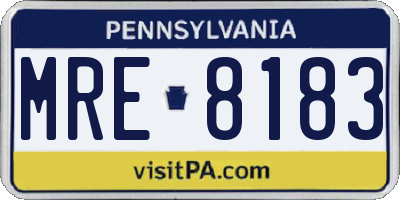 PA license plate MRE8183