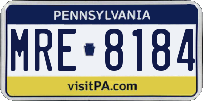 PA license plate MRE8184