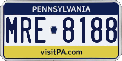 PA license plate MRE8188
