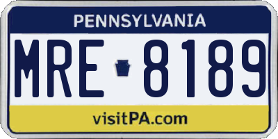 PA license plate MRE8189