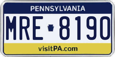 PA license plate MRE8190