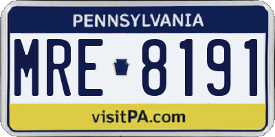 PA license plate MRE8191