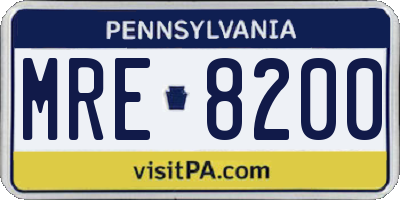 PA license plate MRE8200