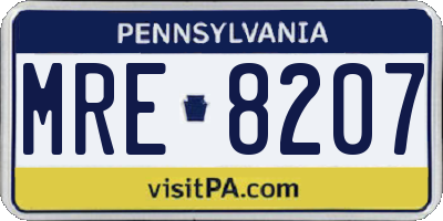 PA license plate MRE8207
