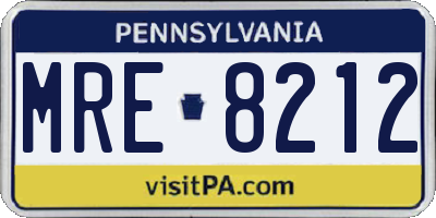 PA license plate MRE8212