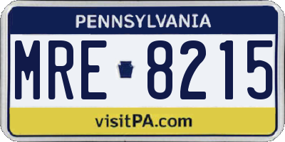 PA license plate MRE8215