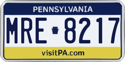 PA license plate MRE8217