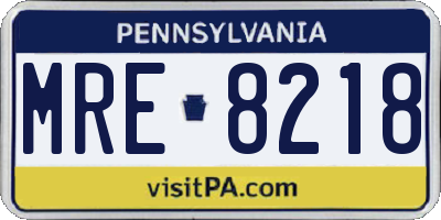 PA license plate MRE8218