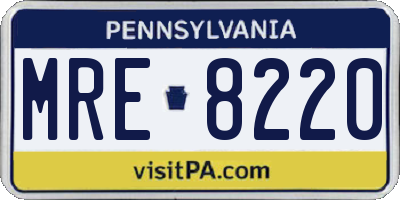 PA license plate MRE8220