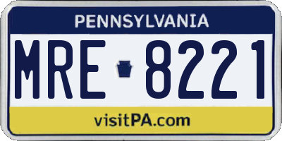PA license plate MRE8221