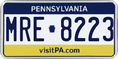 PA license plate MRE8223