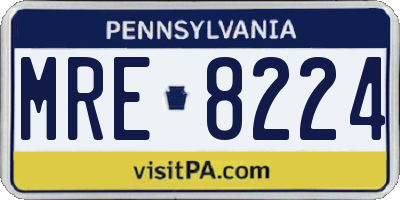 PA license plate MRE8224