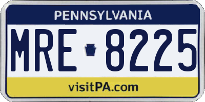 PA license plate MRE8225