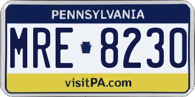 PA license plate MRE8230