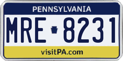 PA license plate MRE8231