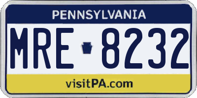 PA license plate MRE8232
