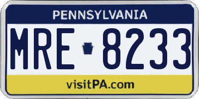 PA license plate MRE8233