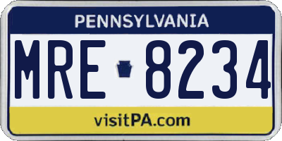 PA license plate MRE8234