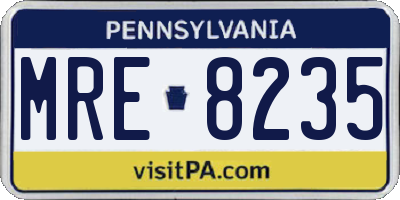 PA license plate MRE8235