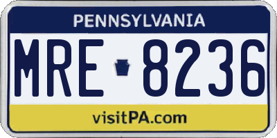 PA license plate MRE8236