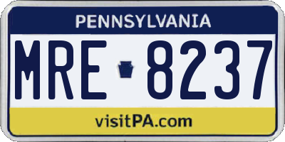 PA license plate MRE8237