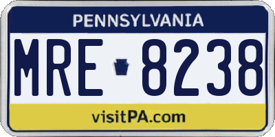 PA license plate MRE8238