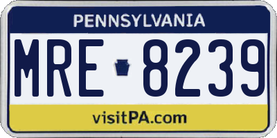 PA license plate MRE8239