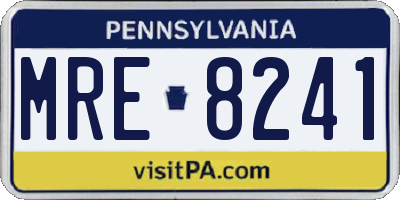 PA license plate MRE8241