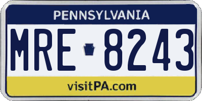 PA license plate MRE8243