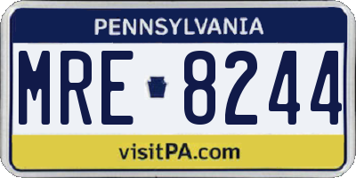 PA license plate MRE8244