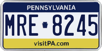 PA license plate MRE8245