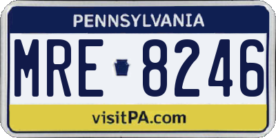 PA license plate MRE8246
