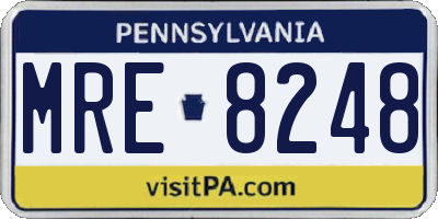 PA license plate MRE8248