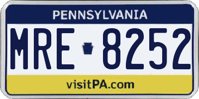 PA license plate MRE8252