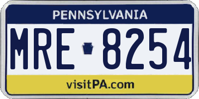 PA license plate MRE8254