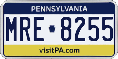PA license plate MRE8255