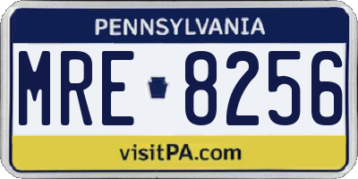 PA license plate MRE8256