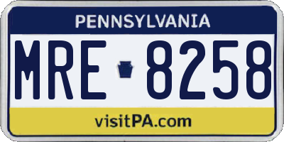 PA license plate MRE8258