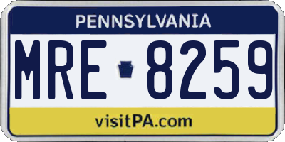 PA license plate MRE8259