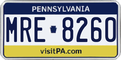 PA license plate MRE8260