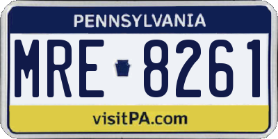PA license plate MRE8261