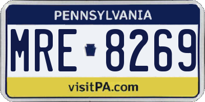 PA license plate MRE8269